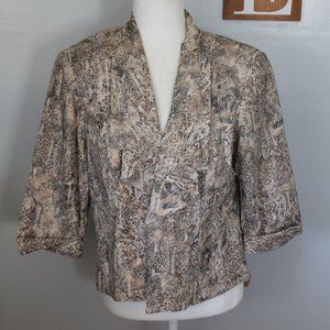 dressbarn Linen Blend Snake-skin Patterned Open Front Jacket